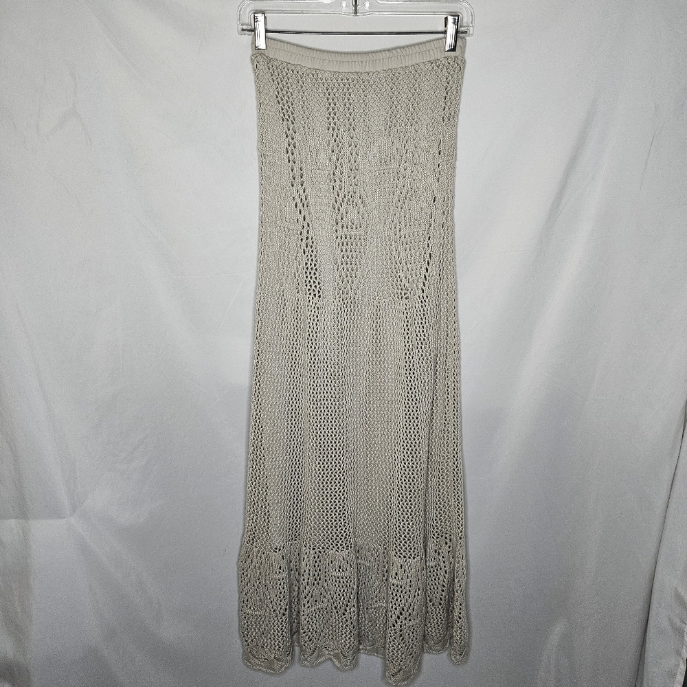 Womens Lovestitch Crochet Maxi Skirt Dress Tassel Lined BOHO Cottagecore Size M - Picture 7 of 14